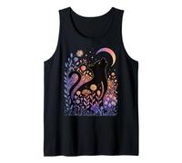 Occult Moon Cat Silhouette - Stars Daisies Autumn Magic Tank Top