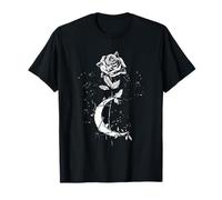 Occult Moon Rose Witchcraft Symbol Vintage Gothic Tee T-Shirt