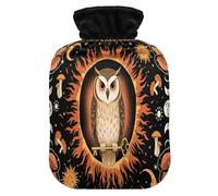 Occult Owl Sun Moon Mushroom Gothic Hot-Water Bottle with Soft Cover, 2L Hot Compress Bag for Menstrual Cramps