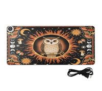 Occult Owl Sun Moon Mushroom Gothic Leather Heated Mouse Pad Gaming Mousepad 31.5 x 13 in Hand Warmer Desk Mats for Office Table Essentials