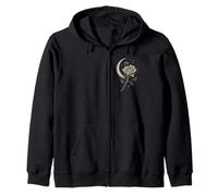 Occult Rose Moon Mystic Occultism Witchcraft Moon Rose Goth Zip Hoodie