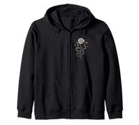 Occult Rose Snake Mystic Occultism Witchcraft Rose Goth Zip Hoodie