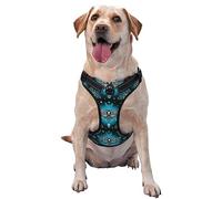 Occultism Goth Moth Dead Skull Moon Dog Harness No Pull Walking Pet Harness Adjustable Reflective Oxford Vest with Easy Control Front Clip for Pet Dogs Outdoor