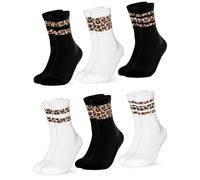 Occulto women leopard print crew socks pack of 6 (model: Nala)