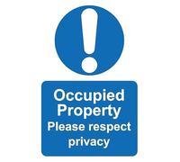 Occupied property please respect privacy safety sign - Self adhesive sticker (200mm x 150mm)