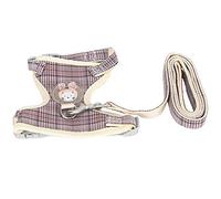 Occupiedpet Cat Harness and Leash Set, I Shaped Adjustable Mesh Pet Vest with Edging Fabric, Escape Proof Walking Harness in Coffee Check Pattern (1.5cm (Suitable for 7-16 pounds))