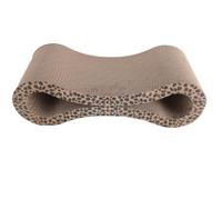 Occupiedpet Cat Scratcher Lounge, 8 Shaped Corrugated Cardboard Scratching Bed with Light Wood Grain, Extra Thick Pad for Furniture Protection (Leopard Color)