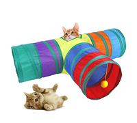 Occupiedpet Cat Tunnel Toy, 3 Way Rainbow Interactive Cat Tube, 31.5 in Length Collapsible Pet Play Tunnel with Play Ball