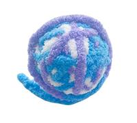 Occupiedpet Cat Yarn Ball Toy, 2-Inch Colorful Woolen Ball with Built-in Bell and Long Wire Tail, Macaron Color Interactive Play Toy for Cats and Kittens (Colorful (Blue))