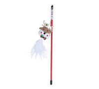 Occupiedpet Christmas Reindeer Cat Wand, Festive Cat Toy with Bells, ABS Teaser Stick for Kittens