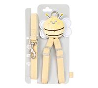 Occupiedpet Dog Harness and Leash Set, Cute Bee Pattern Corduroy Vest With Adjustable Straps, Soft Breathable Pet Walking Gear For Small Dogs (Amarillo)