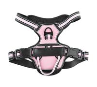Occupiedpet Dog Harness Double Layers Adjsutable Breathable Mesh Reflective Escape Proof Pet Harness Vest for Outdoor Hiking (Rosa)