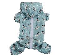 Occupiedpet Dog Raincoat with 4 Leg Design, Reflective Strip Impermeable Polyester Pet Rainwear, Stylish Pattern Rain Coat for Small Dogs (METRO)