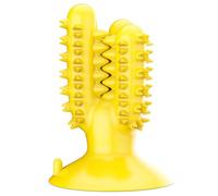 Occupiedpet Dog Toothbrush Toy Interactive Food Dispensing Teeth Cleaning Toy Safe T P R Chew plaything for Floor Wall Mount Use Green (Yellow)