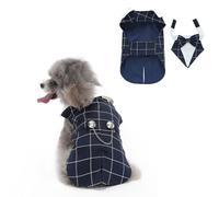 Occupiedpet Dog Tuxedo, Formal Wedding Suit with Bow Tie, Polyester Pet Apparel for Small Medium Dogs and Cats, Party Costume for Christmas Halloween Birthday Celebration (Navy Blue, XS)