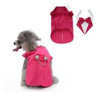 Occupiedpet Dog Tuxedo, Formal Wedding Suit with Bow Tie, Polyester Pet Apparel for Small Medium Dogs and Cats, Party Costume for Christmas Halloween Birthday Celebration (Rose Red, M)