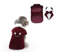 Occupiedpet Dog Tuxedo, Formal Wedding Suit with Bow Tie, Polyester Pet Apparel for Small Medium Dogs and Cats, Party Costume for Christmas Halloween Birthday Celebration (Deep Red, L)