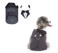 Occupiedpet Dog Tuxedo, Formal Wedding Suit with Bow Tie, Polyester Pet Apparel for Small Medium Dogs and Cats, Party Costume for Christmas Halloween Birthday Celebration (Dark Grey, S)