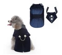 Occupiedpet Dog Tuxedo, Formal Wedding Suit with Bow Tie, Polyester Pet Apparel for Small Medium Dogs and Cats, Party Costume for Christmas Halloween Birthday Celebration (Deep Sea Blue, S)