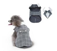 Occupiedpet Dog Tuxedo, Formal Wedding Suit with Bow Tie, Polyester Pet Apparel for Small Medium Dogs and Cats, Party Costume for Christmas Halloween Birthday Celebration (Grey, L)