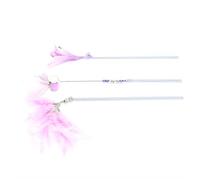 Occupiedpet Fairy Cat Wand Toy, 3 Piece Set with Feathers and Bell, Interactive Teaser Stick for Indoor Kitten Play, Bowknot Pearl and Wire Designs