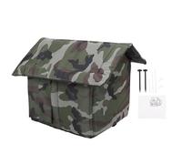 Occupiedpet Foldable Cat House, Water resistive Outdoor Enclosed Cat Shelter, Weatherproof Pet Cave with Mat and Ground Nails (M)