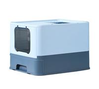 Occupiedpet Foldable Cat Litter Box, Enclosed Hooded Design with Pull Out Drawer Tray, 21.3 Inch Large Interior Space for Cats up to 22 Pounds, Easy to Clean and Space Saving (Blue)