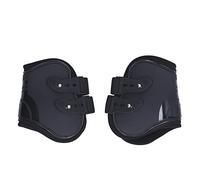 Occupiedpet Horse Hind Tendon Boots, 2Pcs PU Shell & Neoprene Boots, Adjustable Buckles Open Straps, Buffer Function for Horse Racing Sports Jumping Running (black hind legs XL)