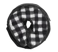 Occupiedpet Inflatable Pet Collar, Adjustable Recovery Cone After Surgery, Soft Protective Neck Ring with Hook and Loop Strap, Black White Grid Design (M)