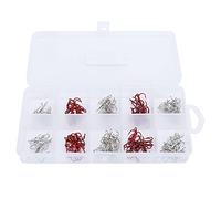 Occupiedpet Lure Triple Hooks Set, 130 Pieces Treble Hooks Set, High Carbon Steel and PVC Material, Barbed Design, Suitable for Lure Fishing Anglers (Three Anchor Hook Set (White/red))