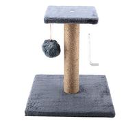 Occupiedpet P a w H a v e n Cat Scratching Post, Handmade Sisal Rope Scratcher with Plush Resting Perch, 38 x 30 x 30 cm Climbing Toy for Kittens and Cats, Beige Khaki Gray