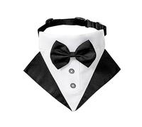 Occupiedpet Pet Bow Tie Bandana, Black White Tuxedo Triangle Scarf for Medium Large Dogs, Cotton Nylon Dog Bib with Adjustable Buckle, Size M 19.7x6.3 in