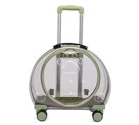 Occupiedpet Pet Bubble Backpack Carrier, Transparent PC Rolling Trolley Case with Retractable Pull Rod, for Small Pets Like Cats and Dogs (Green A)
