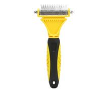 Occupiedpet Pet Deshedding Brush, 2 Sided Grooming Tool with 12 and 23 Stainless Steel Teeth, Ergonomic Non Slip Handle for Dogs Cats and Long Haired Pets, Mat Removal Comb