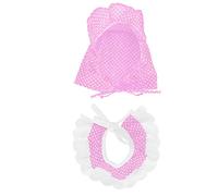 Occupiedpet Pet Dot Bib and Hat Set, Breathable Cloth Lace Bandana with Matching Cap, Decorative Costume for Little Pig Dog, Adorable Polka Dot Pattern (M)