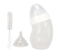 Occupiedpet Pet Feeding Bottle, Curved Nursing Bottle with Soft Silicone Nipple, 180ml Newborn Puppy Kitten Bottle Kit with Brush