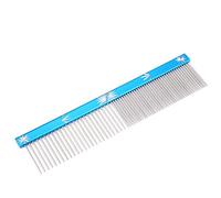 Occupiedpet Pet Grooming Comb, 20cm Stainless Steel Double Sided Comb with Wide and Fine Teeth for Detangling Dog and Cat Hair (Blue)