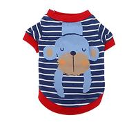 Occupiedpet Pet Hoodie, Cotton Cartoon Stripe Shirt with Enclosed Design, Maroon Thin Layer for Small Medium Dogs Autumn Winter (M)
