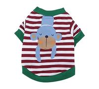 Occupiedpet Pet Hoodie, Cotton Cartoon Stripe Shirt with Enclosed Design, Maroon Thin Layer for Small Medium Dogs Autumn Winter (L)