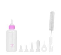 Occupiedpet Pet Nursing Bottle Set, 6 Piece 60ml Silicas Gel Feeding Kit with Spare Nipples and Brush, for Puppies Kittens and Small Animals (Pink)