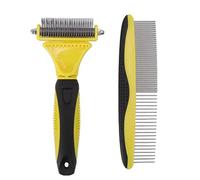 Occupiedpet Pet Undercoat Rake Kit, Double Sided Comb with 11 and 23 Stainless Steel Teeth, ABS Handle Grooming Tool for Dogs Cats and Long Haired Breeds