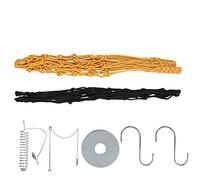 Occupiedpet Poultry Feeding Net Set, 2 Pack Rope Hanging Bags with Hooks and Fruit Fork, Chicken Parrot Treat Holder and Slow Feed Enrichment Toy (Yellow net + Black net + Chained Fruit Basket)