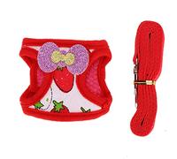 Occupiedpet Rabbit Harness and Leash, Adjustable Chest Strap Vest with Strawberry Pattern, Small Pet Breathable Mesh For Guinea Pig Hamster (S)