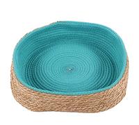 Occupiedpet Rattan Pet Bed, Ingenious Round Pet Nest with Breathable Rattan and Soft Cloth Mat, Four Seasons Cool Sleeping Spot for Cats, Dogs, Mini Pigs