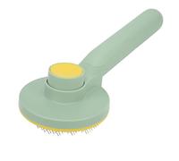 Occupiedpet Self Cleaning Pet Brush, Retractable Slicker Comb for Dogs Cats, Round Head Massage Tool with Stainless Steel fibres, 7.7 x 3 Inches (Round handle needle comb color matching (green)