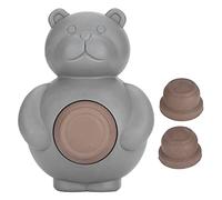 Occupiedpet Silicone Bear Chew Toy, Beef Flavor Odontic Chew with Replaceable Biscuits for Dogs, 3.5 Inch Interactive Teeth Cleaning and Gum Massage Plaything (Gray)