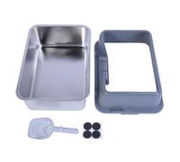 Occupiedpet Stainless Steel Cat Litter Box, Open High Sided Litter Tray for Large Cats, Anti Splash and Easy Clean Metal Kitty Toilet (Gray)