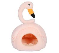 Occupiedpet Swan Shape Pet House, 7.5 Inch Plush Hamster Bed With Removable Pad, PP Cotton Filled Sleeping Nest For Small Animals