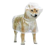 Occupiedpet Transparent Dog Raincoat, Clear PVC Pet Rain Poncho with Hood, Lightweight Impermeable Dog Rain Coat for Medium Large Breeds (White)