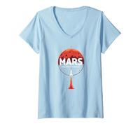 Occupy Mars: The Next Frontier Space Exploration V-Neck T-Shirt, Women, Baby Blue, XXL
